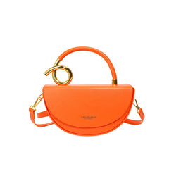half-moon leather handbag with gold spiral handle – ORENA