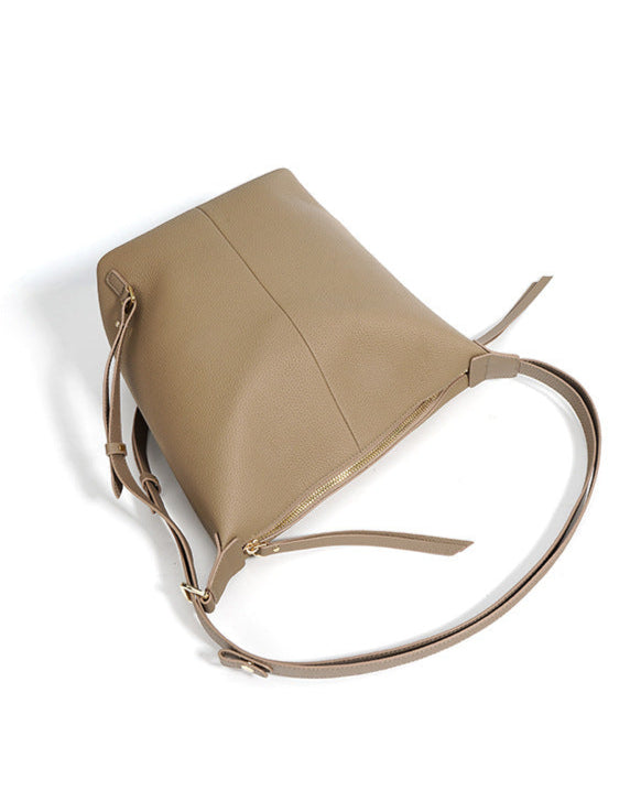 textured leather shoulder bag with adjustable strap - NORDA