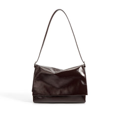 fold-over shoulder bag in glossy leather - KAIR