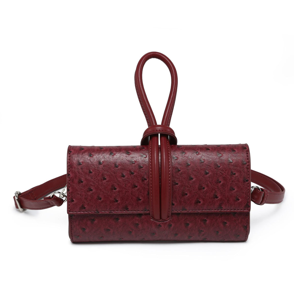 ostrich-textured crossbody clutch with loop handle – EVERLY