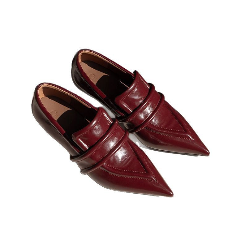 patent pointed loafers with double strap detail – VITTORIA
