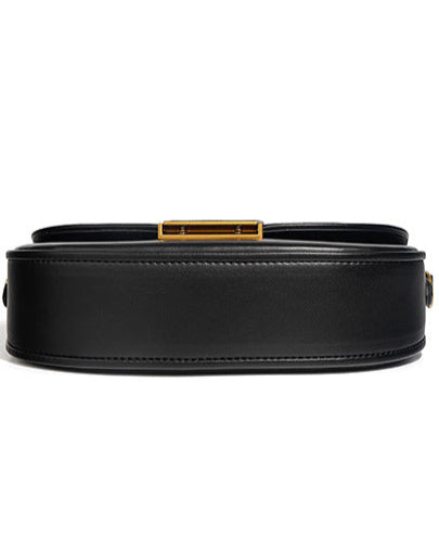 structured flap shoulder bag with gold clasp - AVAX