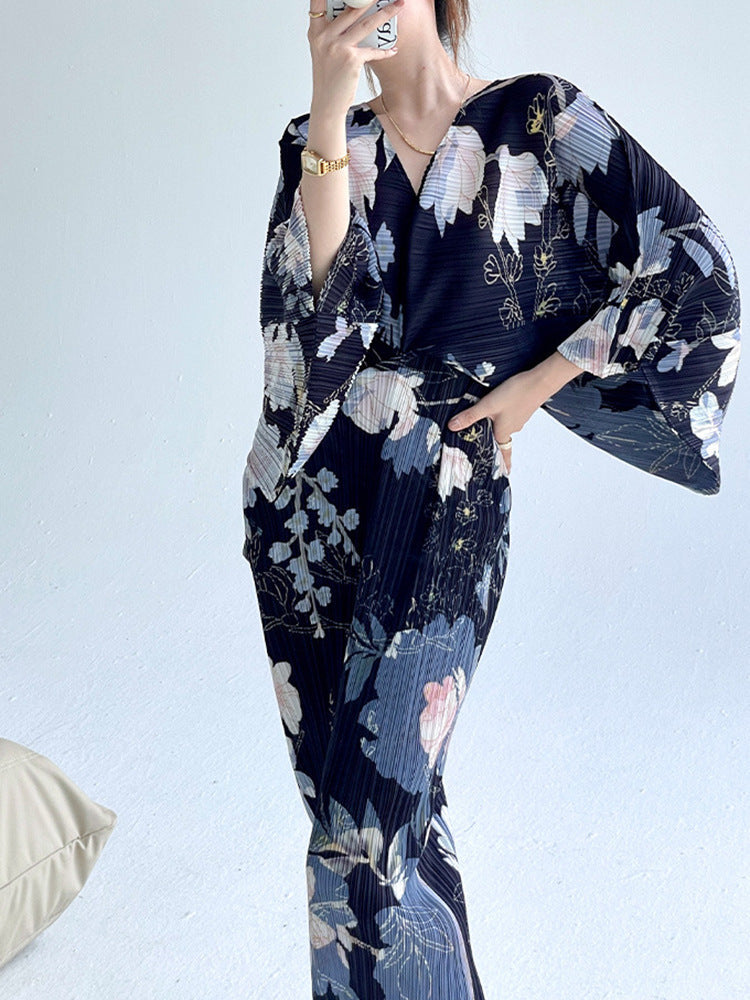 pleated midi dress with vibrant animal print – Tikia