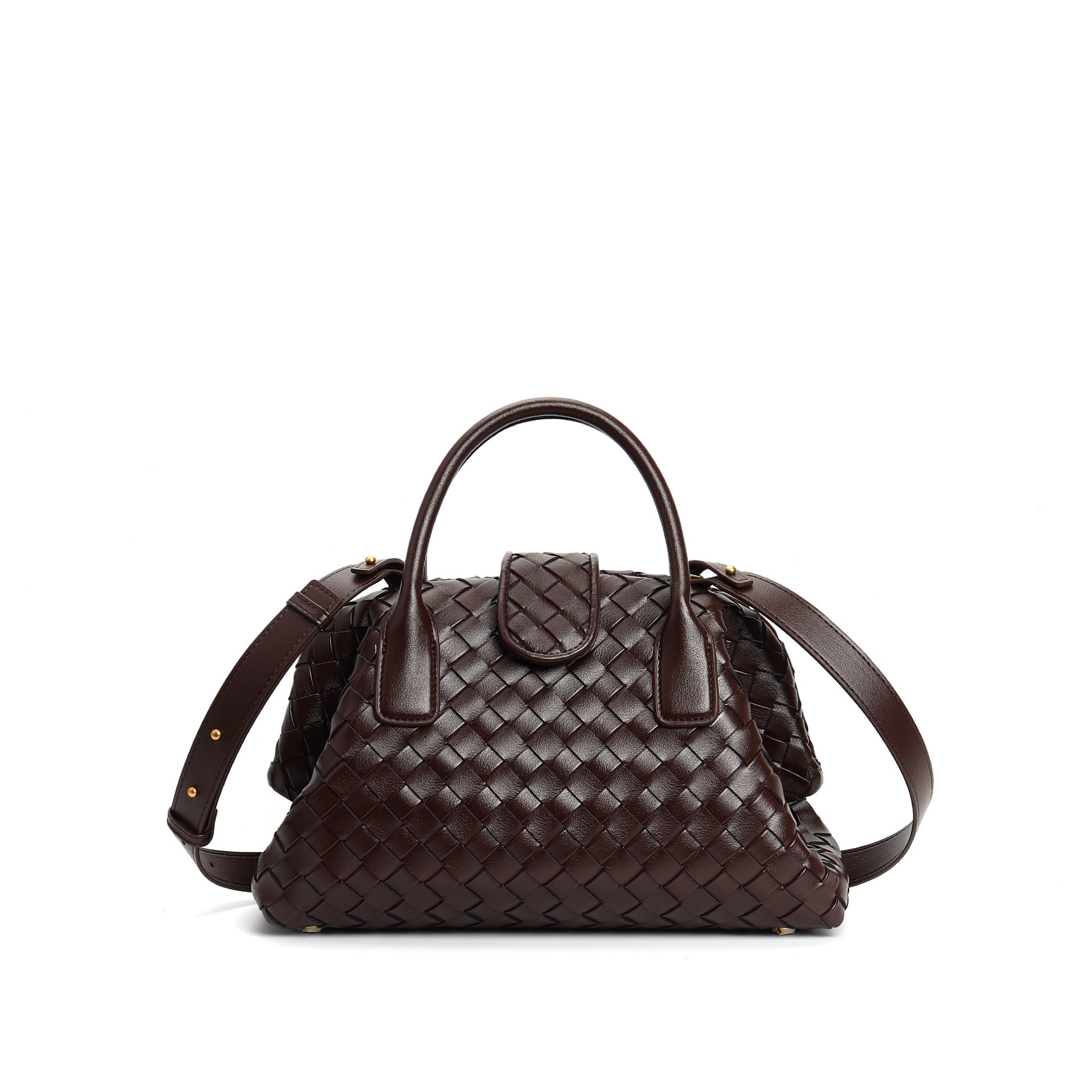 woven leather bag with magnetic flap - REINZA