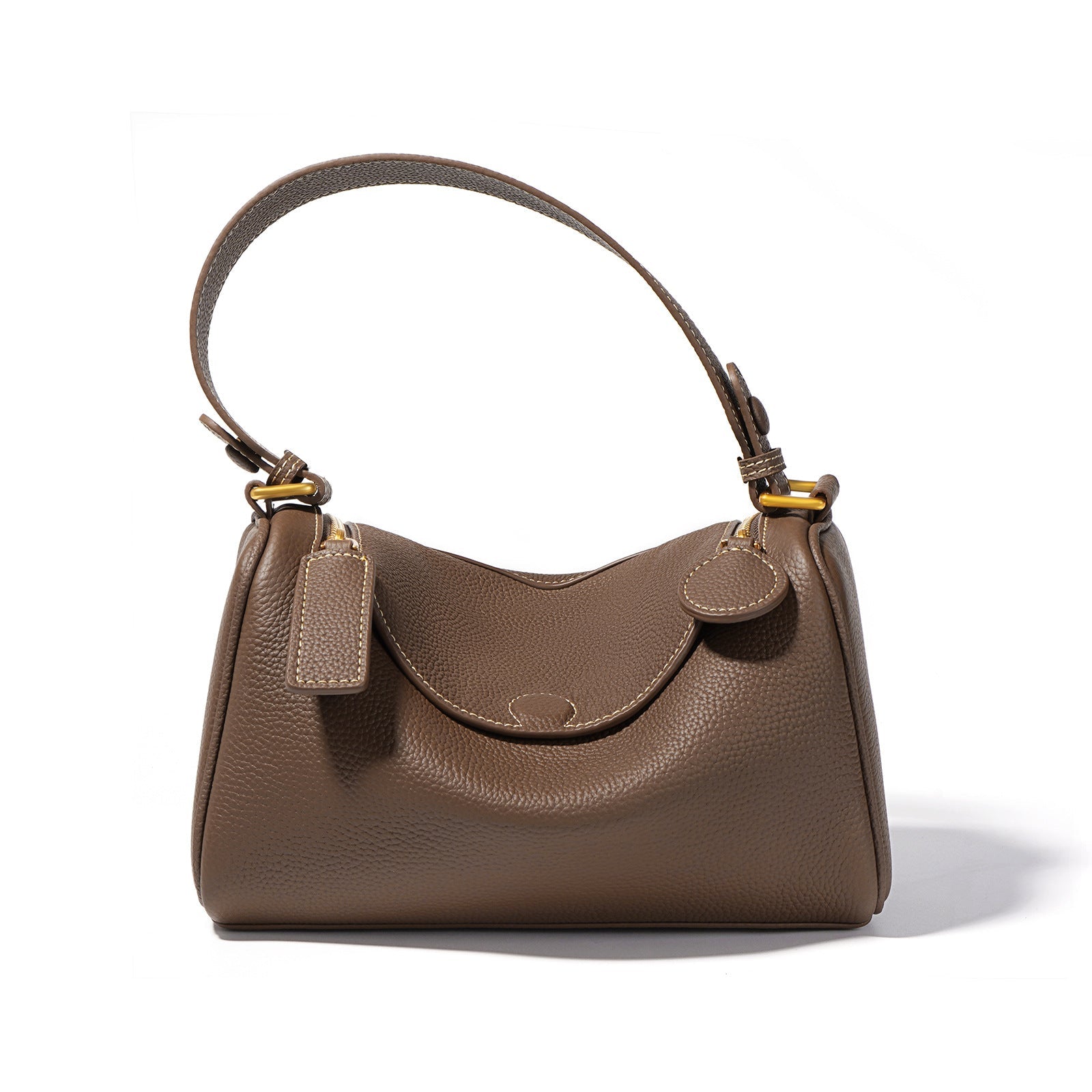 boxy leather handbag with top handle – CAMELIA