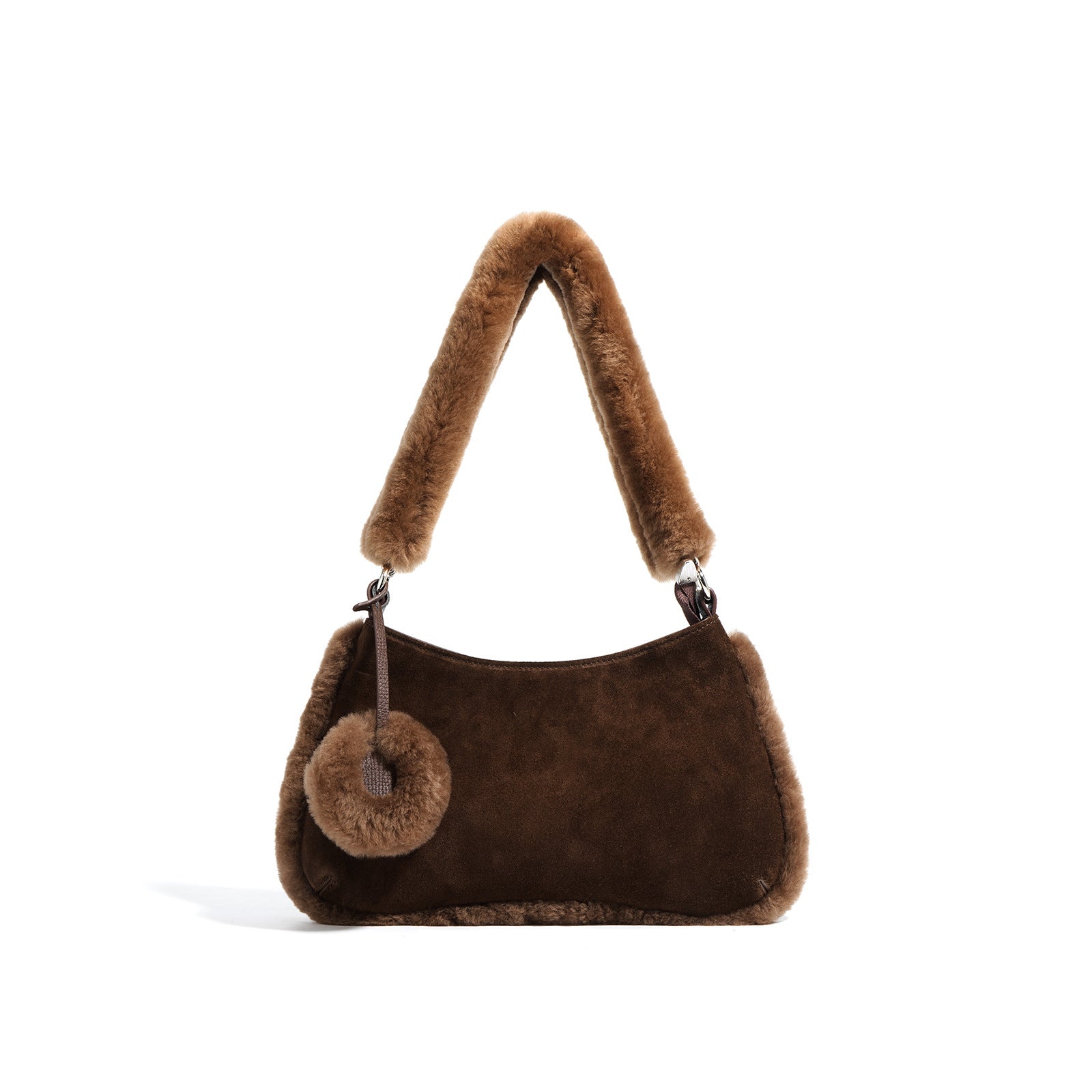 plush faux-fur shoulder bag with charm – COCOA