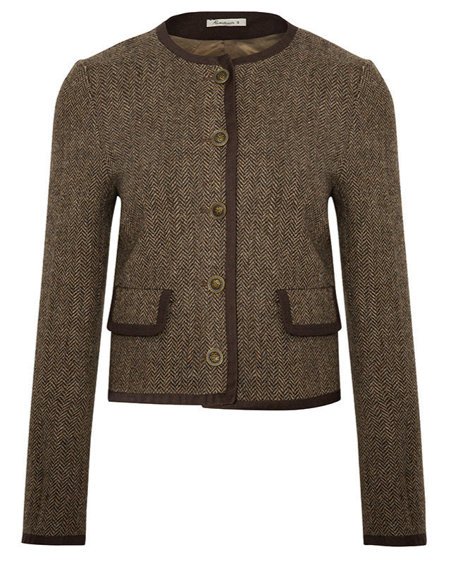 Tailored herringbone jacket with contrast trim - Lurda