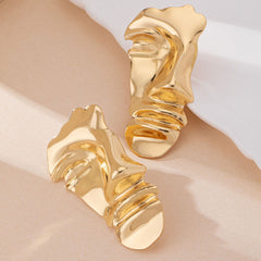 sculptural face-shaped earrings with abstract folds - Lerwa