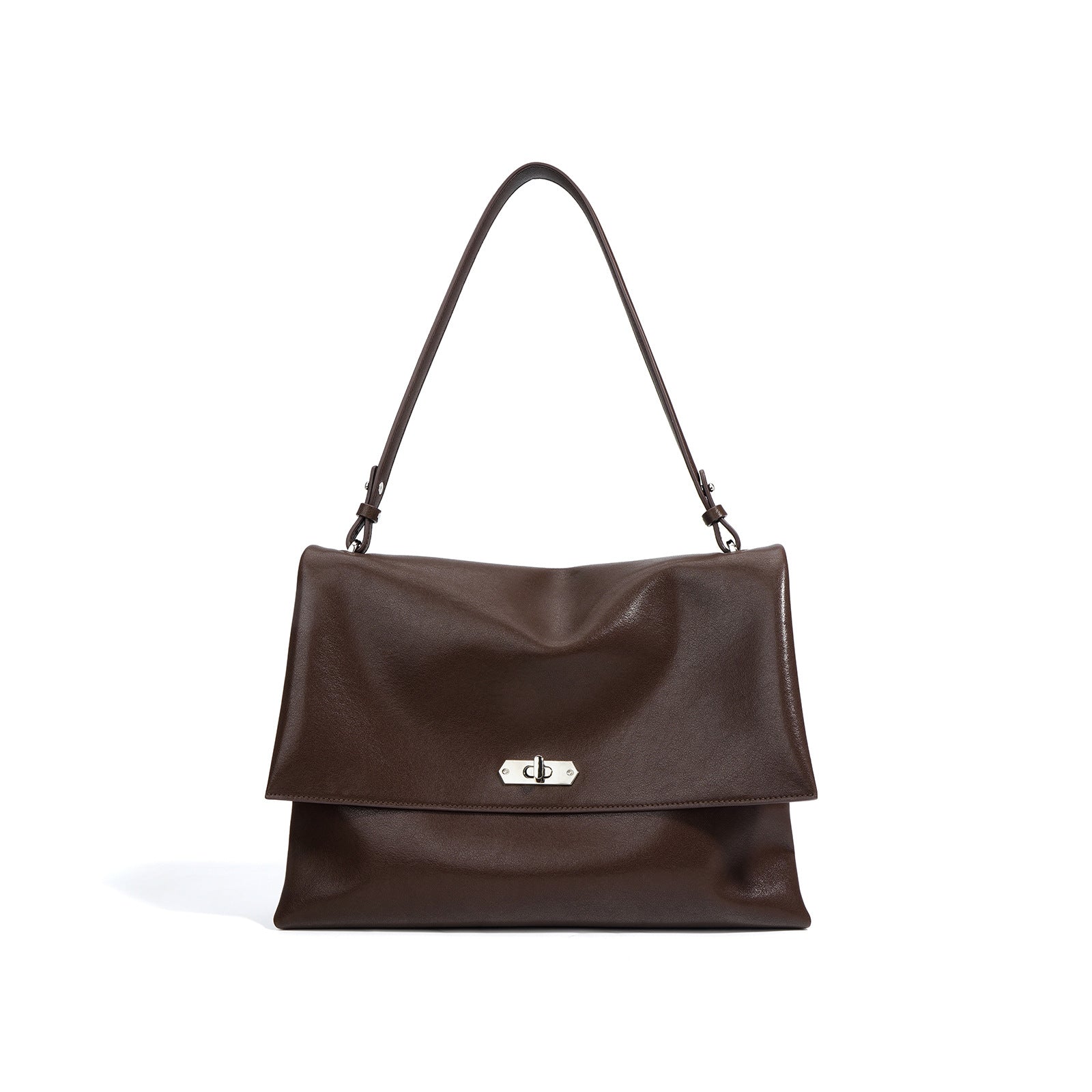 structured flap shoulder bag with twist-lock closure - NODRA