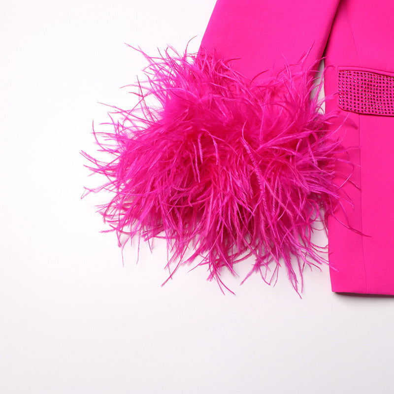 feather-cuff blazer with crystal lapels - Farwswe