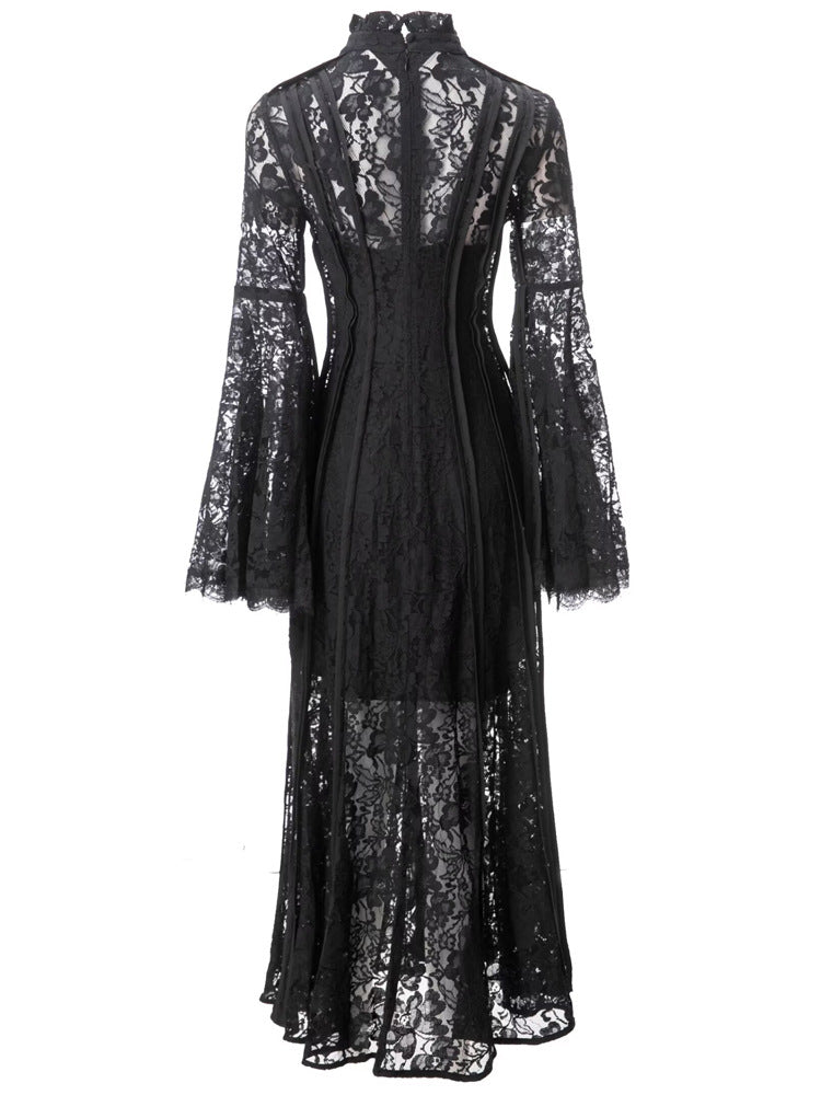 lace flared-sleeve maxi dress – Furoozan