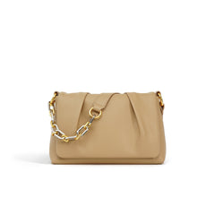 soft pleated shoulder bag with mixed metal chain strap – AMATRA