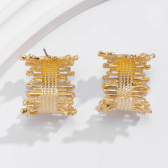 Textured woven hoop earrings with abstract tips – Nasdol