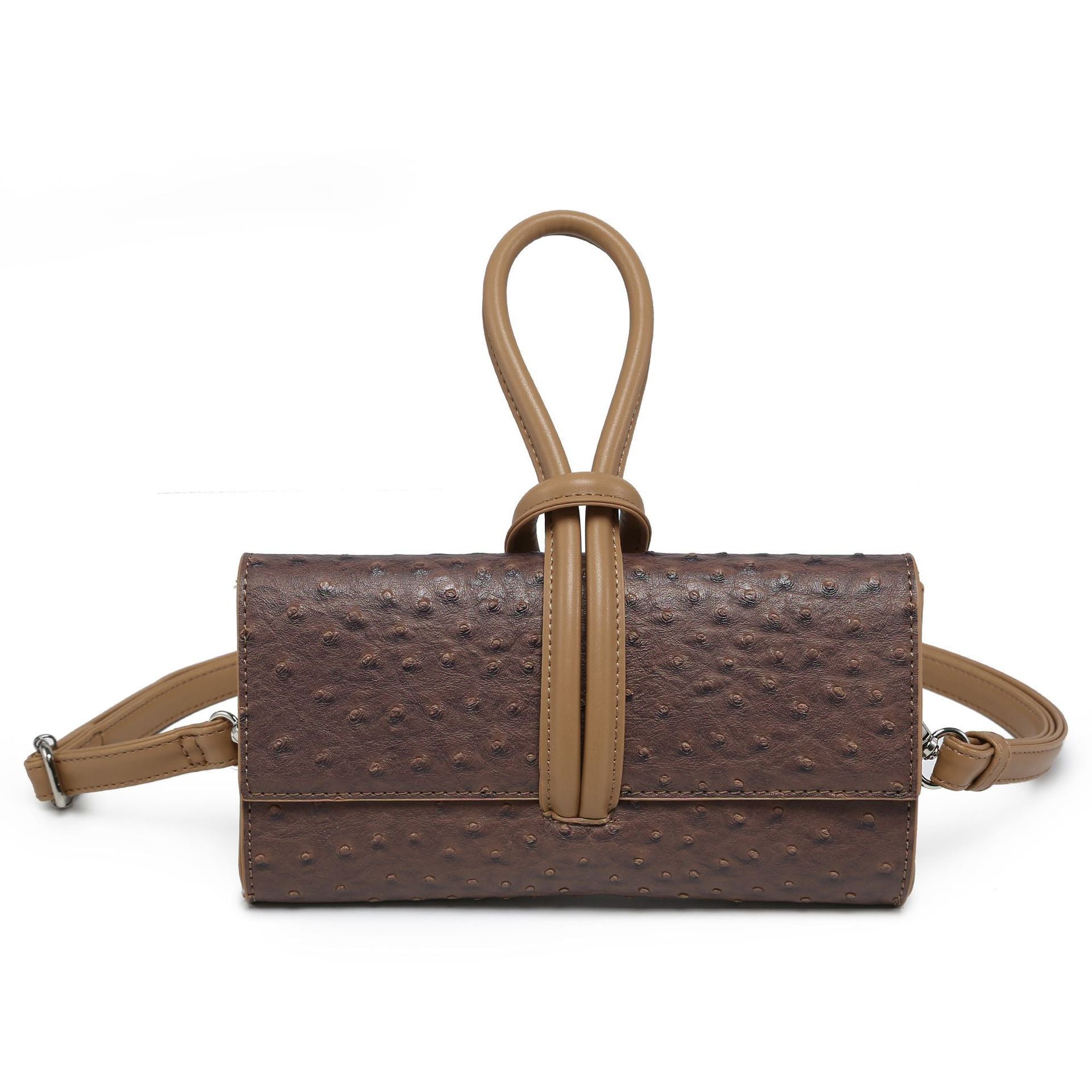 ostrich-textured crossbody clutch with loop handle – EVERLY