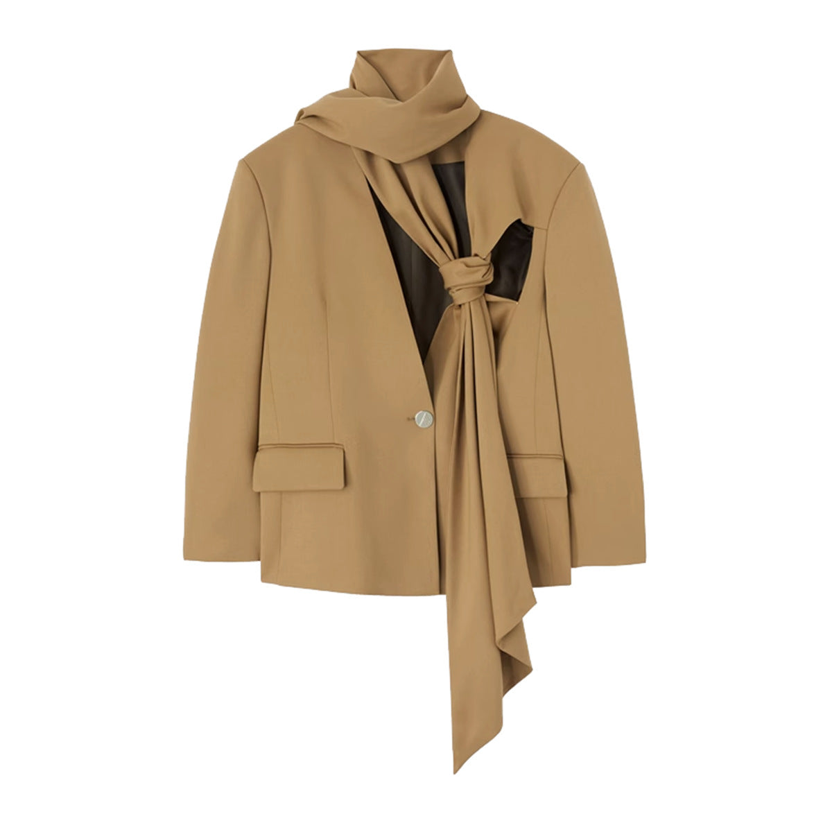 oversized tailored suit with draped scarf detail – SIENNS