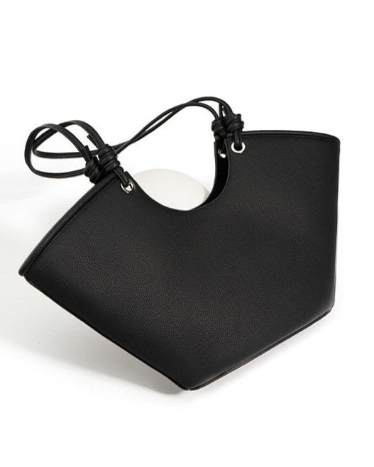 textured trapeze shoulder bag with knot straps - MAXA
