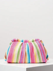 Ruched straw clutch bag with soft silhouette - Ondri