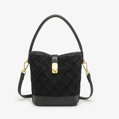 woven bucket bag with gold clasp – RUBINA
