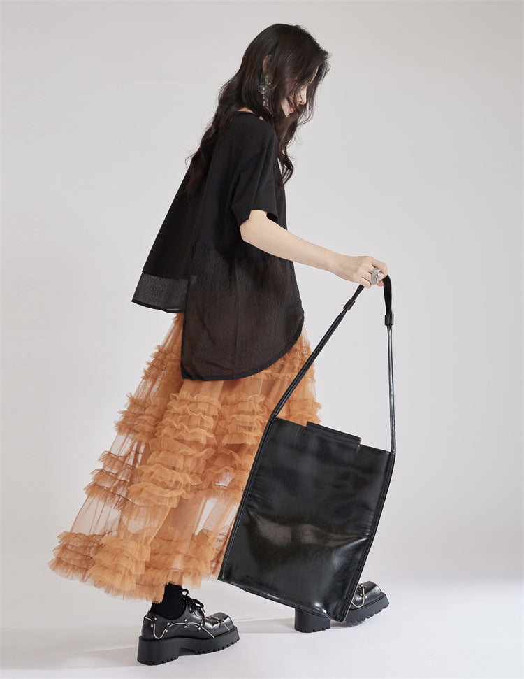 Tiered tulle maxi skirt with ruffle layers - Rinlo