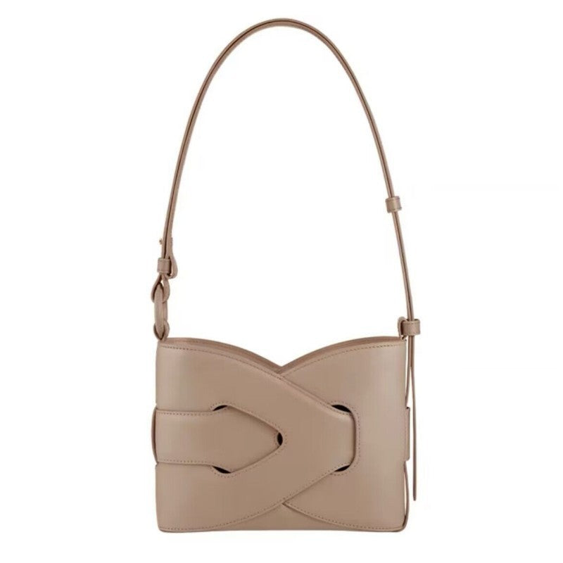 curved-hem shoulder bag with oversized knot detail – REA