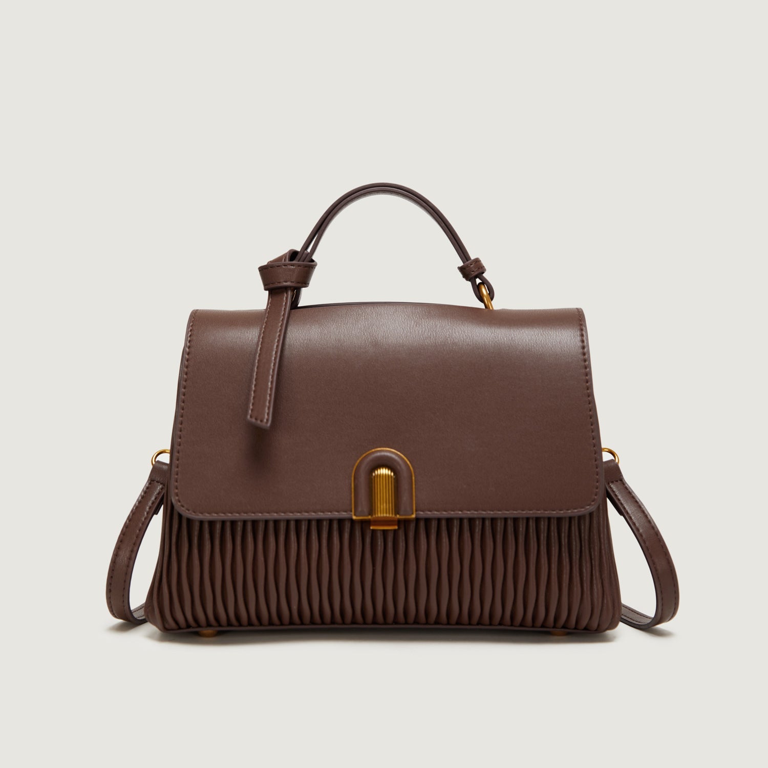 Pleated leather handbag with metal clasp - Lero