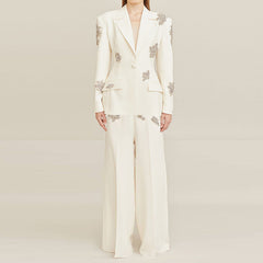 Embellished tailored suit with wide-leg trousers - Atiju