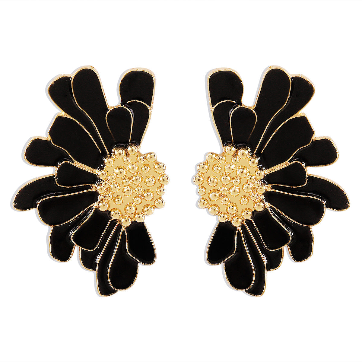 enamel daisy stud earring with gold beaded center – FLORENCE