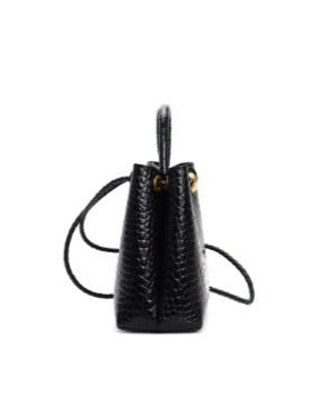 Structured croc-embossed top handle bag with knotted detail – AUROXA