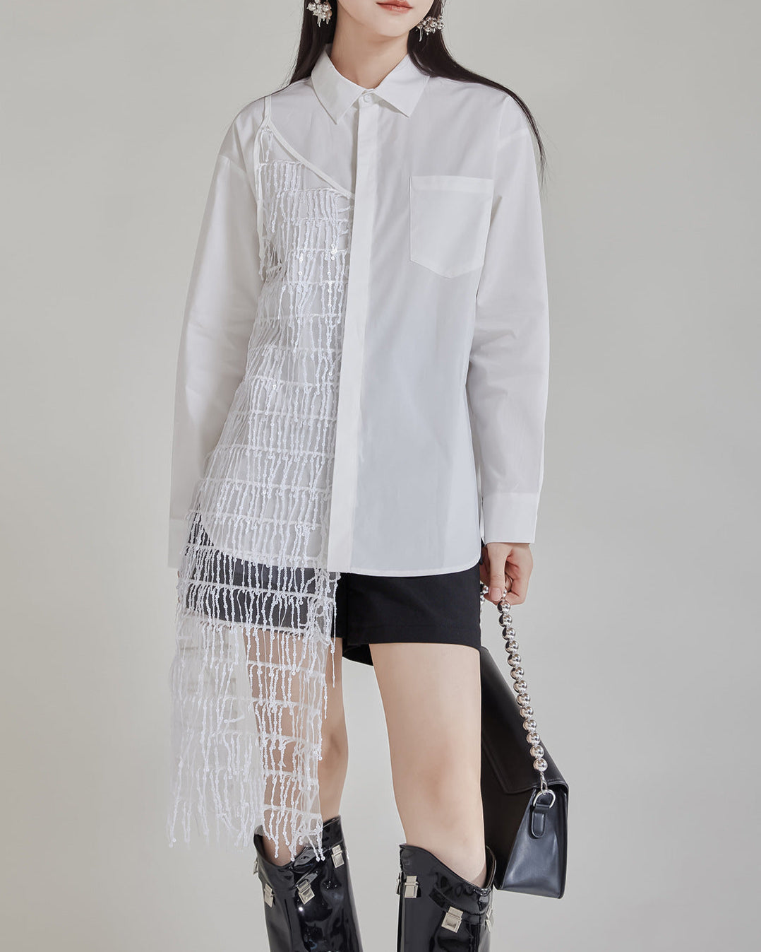 Oversized button-up shirt with fringe detail - Lurgi