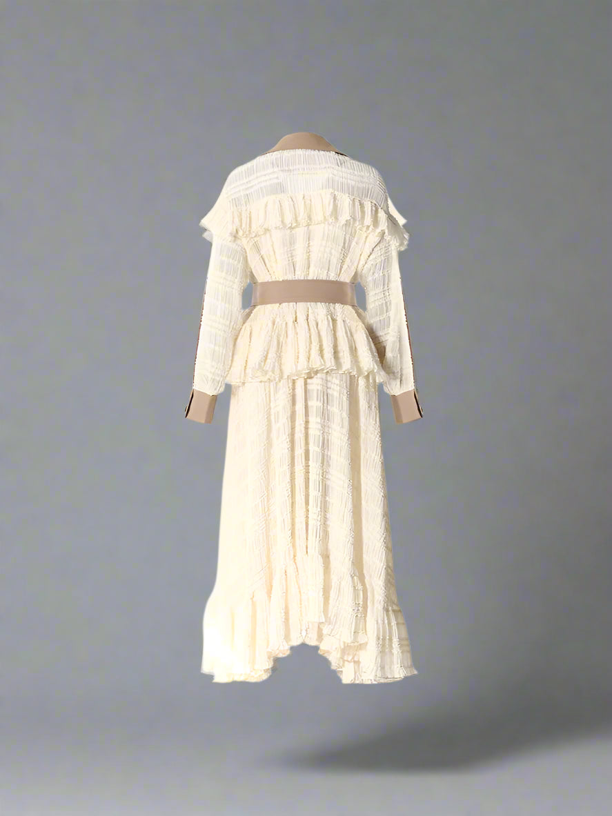 belted trench coat with pleated maxi skirt - Jayah