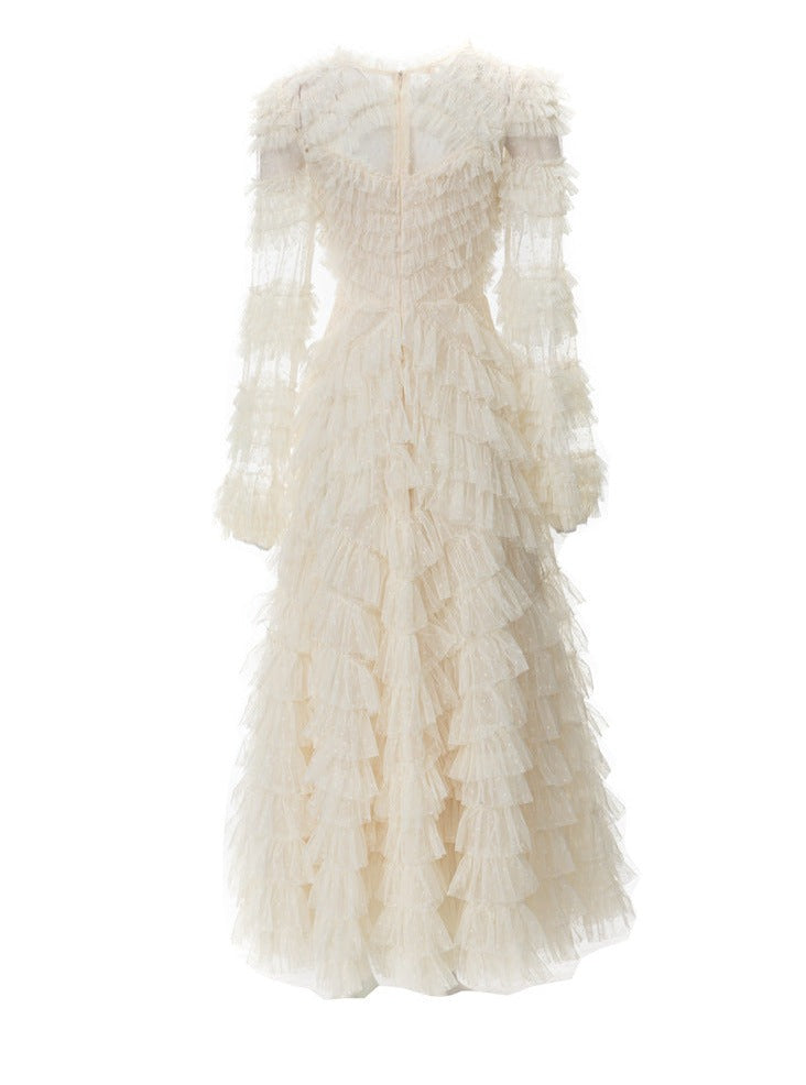 Tiered ruffle lace gown – Genovefa