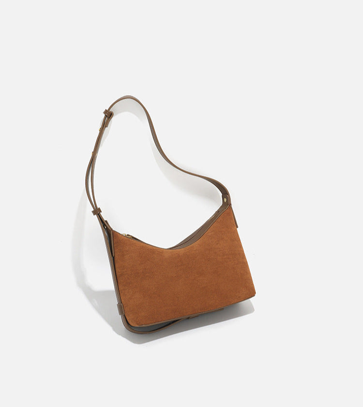suede crescent bag with leather strap – SIENA