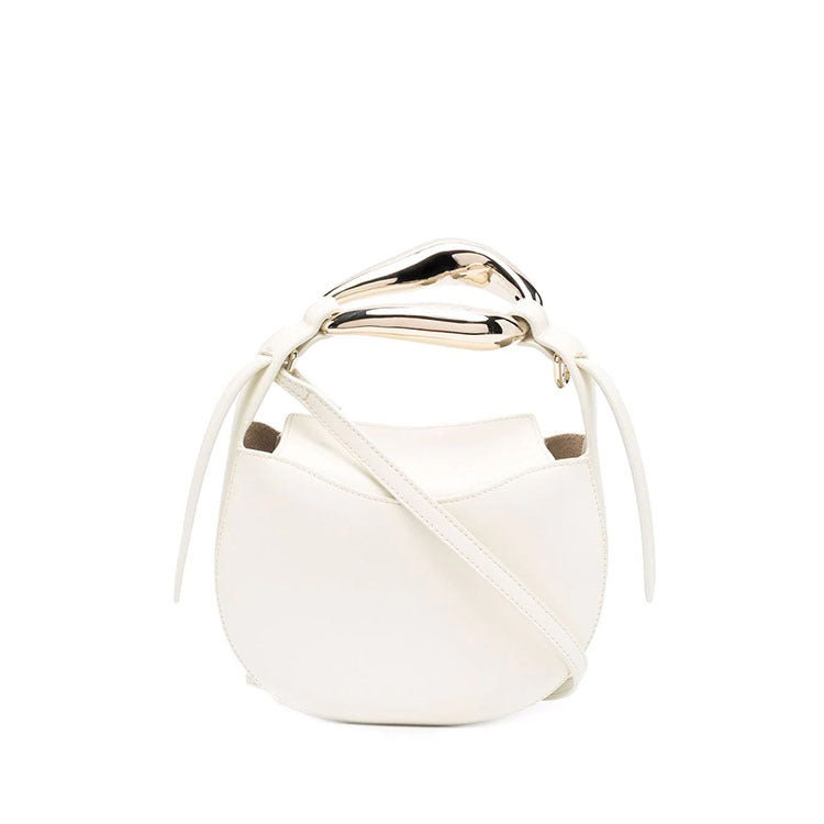 sculptural-handle saddle bag in tan leather – ARIS