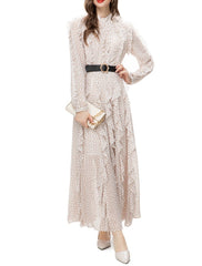 printed ruffle-trim maxi dress – Fyqttvs