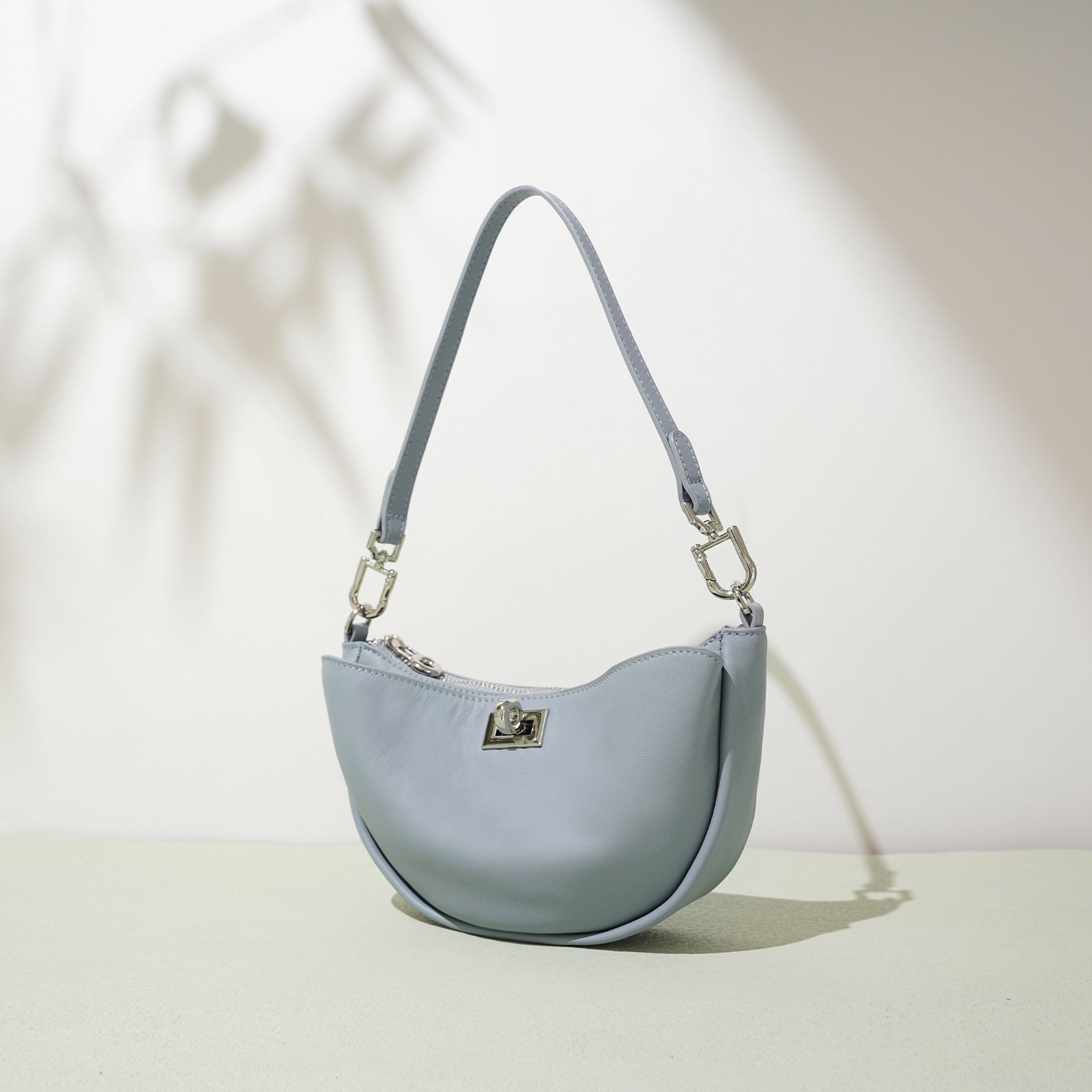crescent shoulder bag with turn-lock and wide strap - ALOMA
