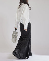 Long sleeve shirt with lace hemline - Cilnu