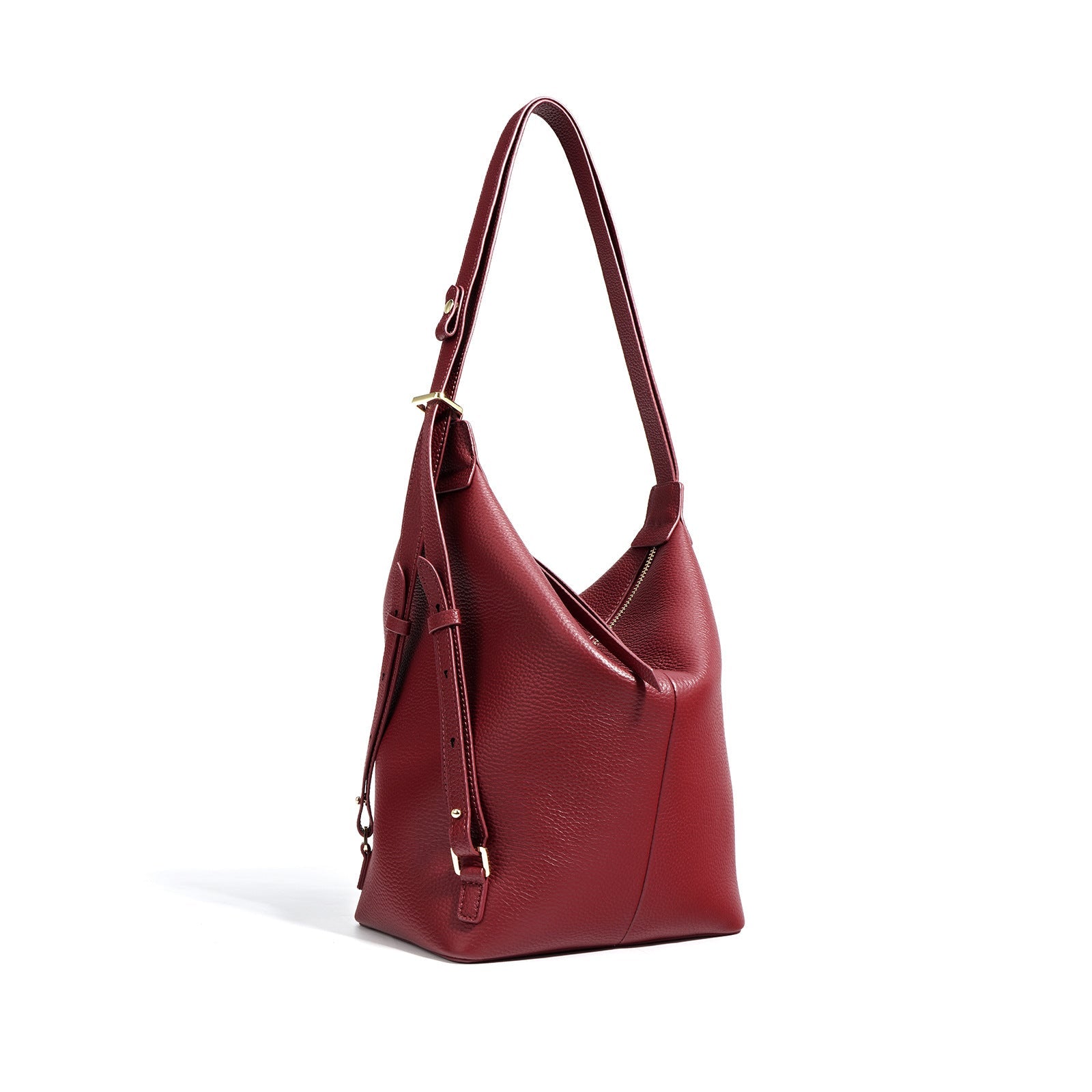 textured leather shoulder bag with adjustable strap - NORDA