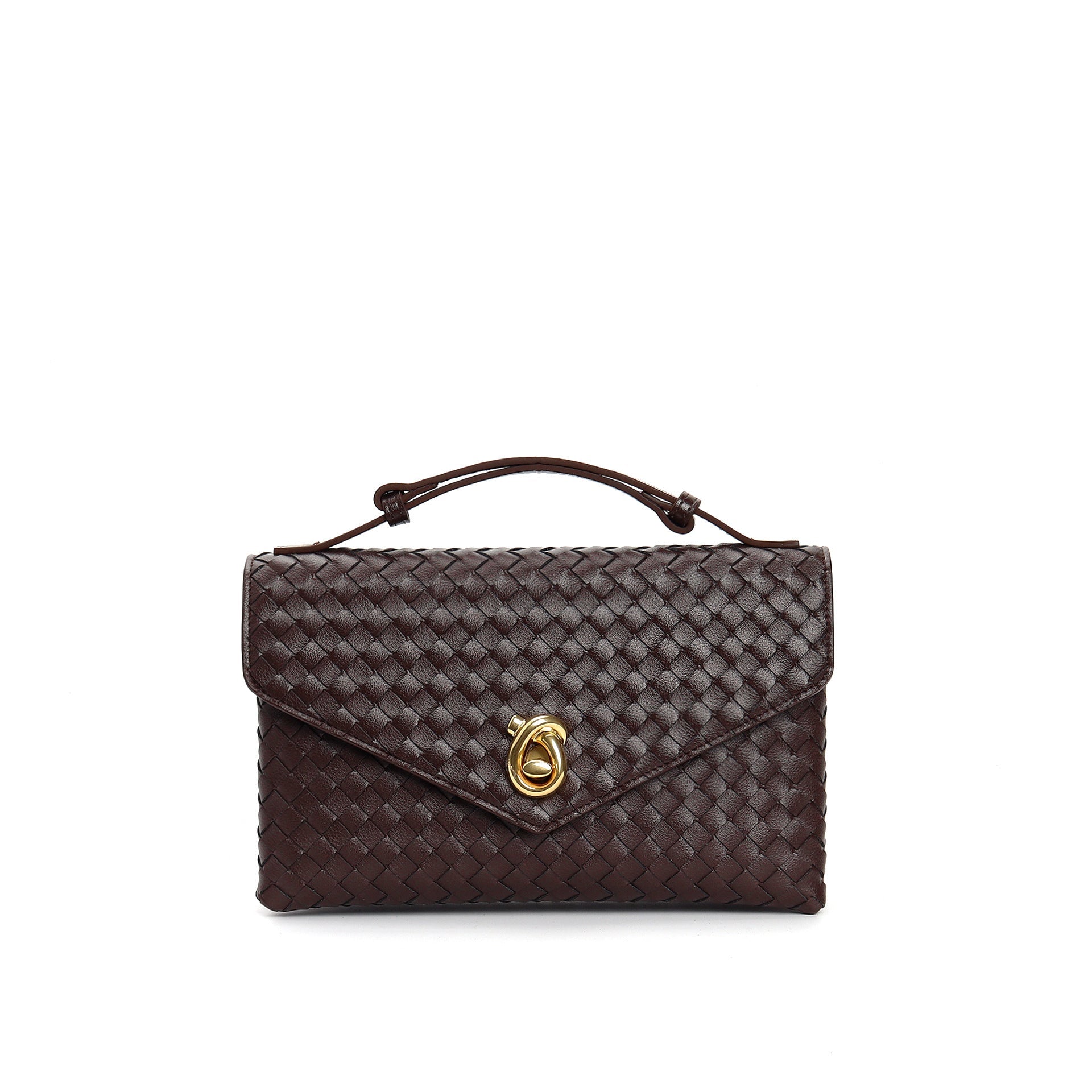 woven leather top-handle mini bag with twist lock - CEZENA
