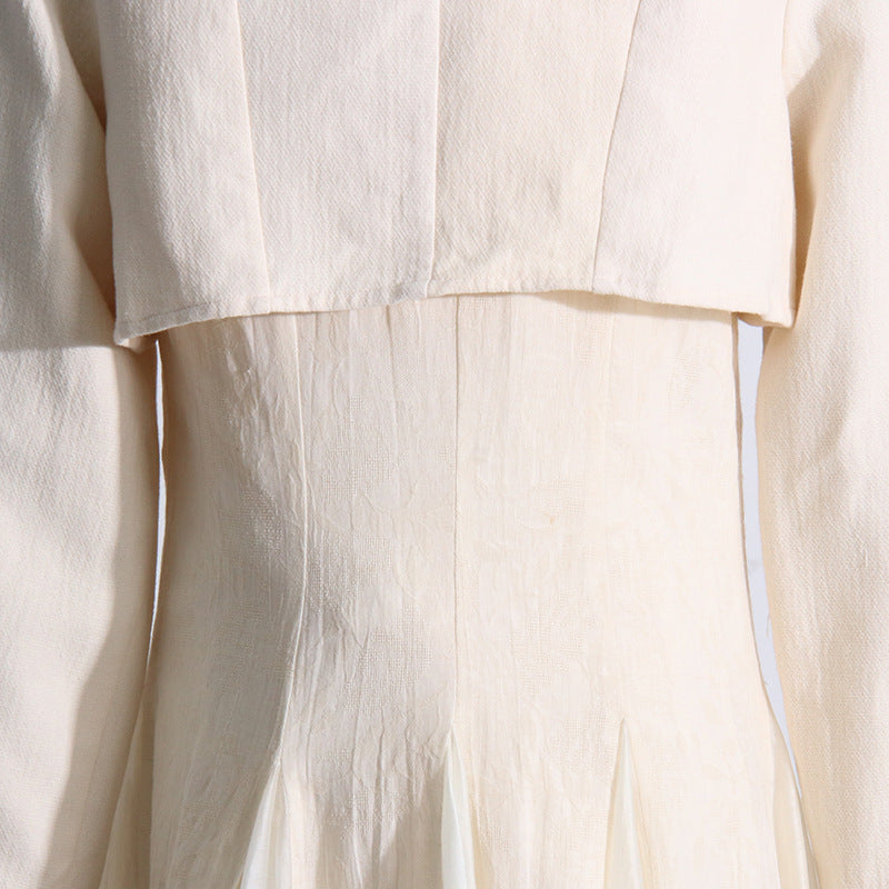 open-front longline dress in ivory – Elianer