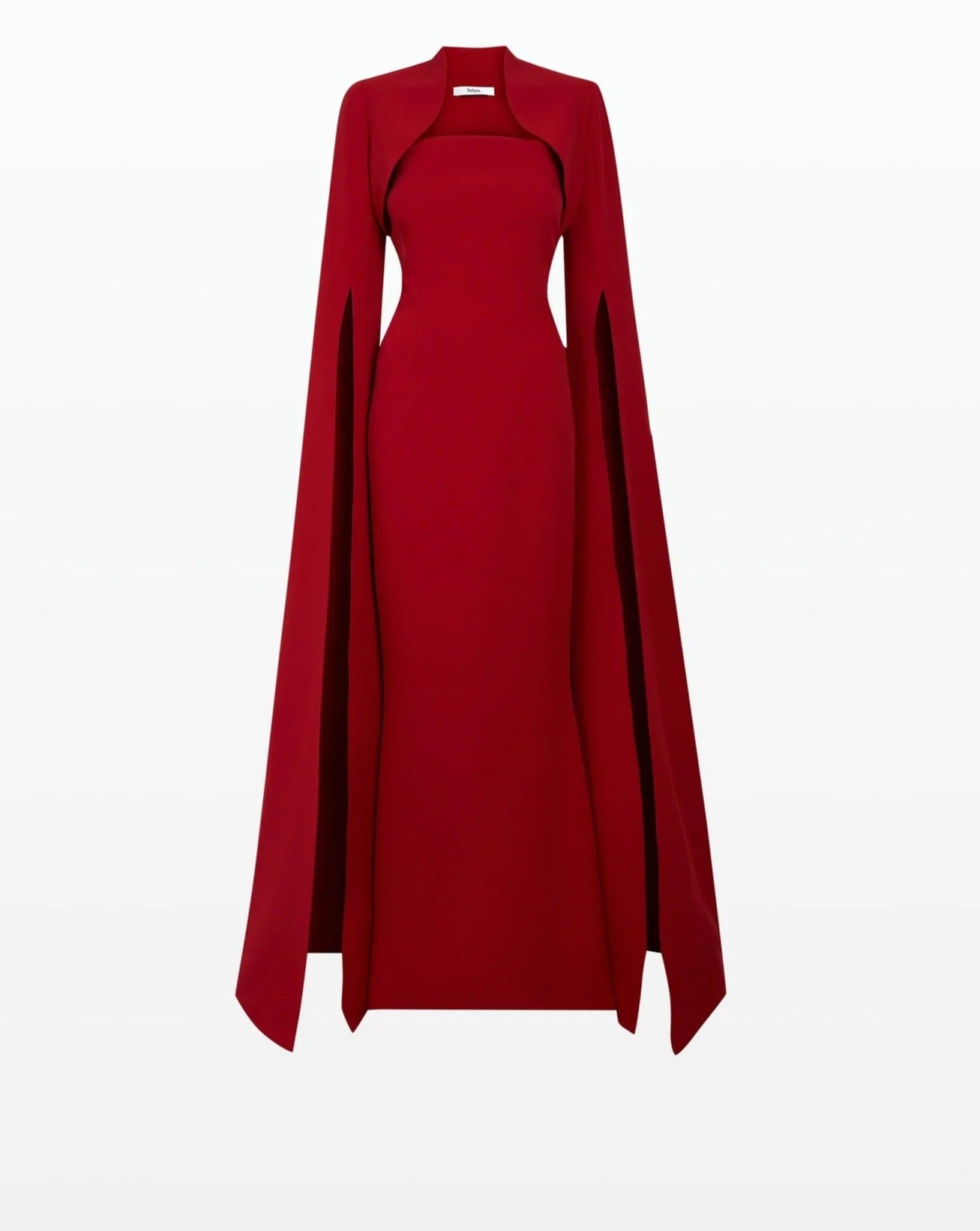 cape-sleeve column gown with embellished neckline – Aamnllc