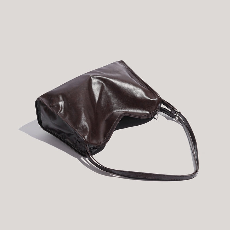 glossy soft-structure hobo in espresso – LIVYN