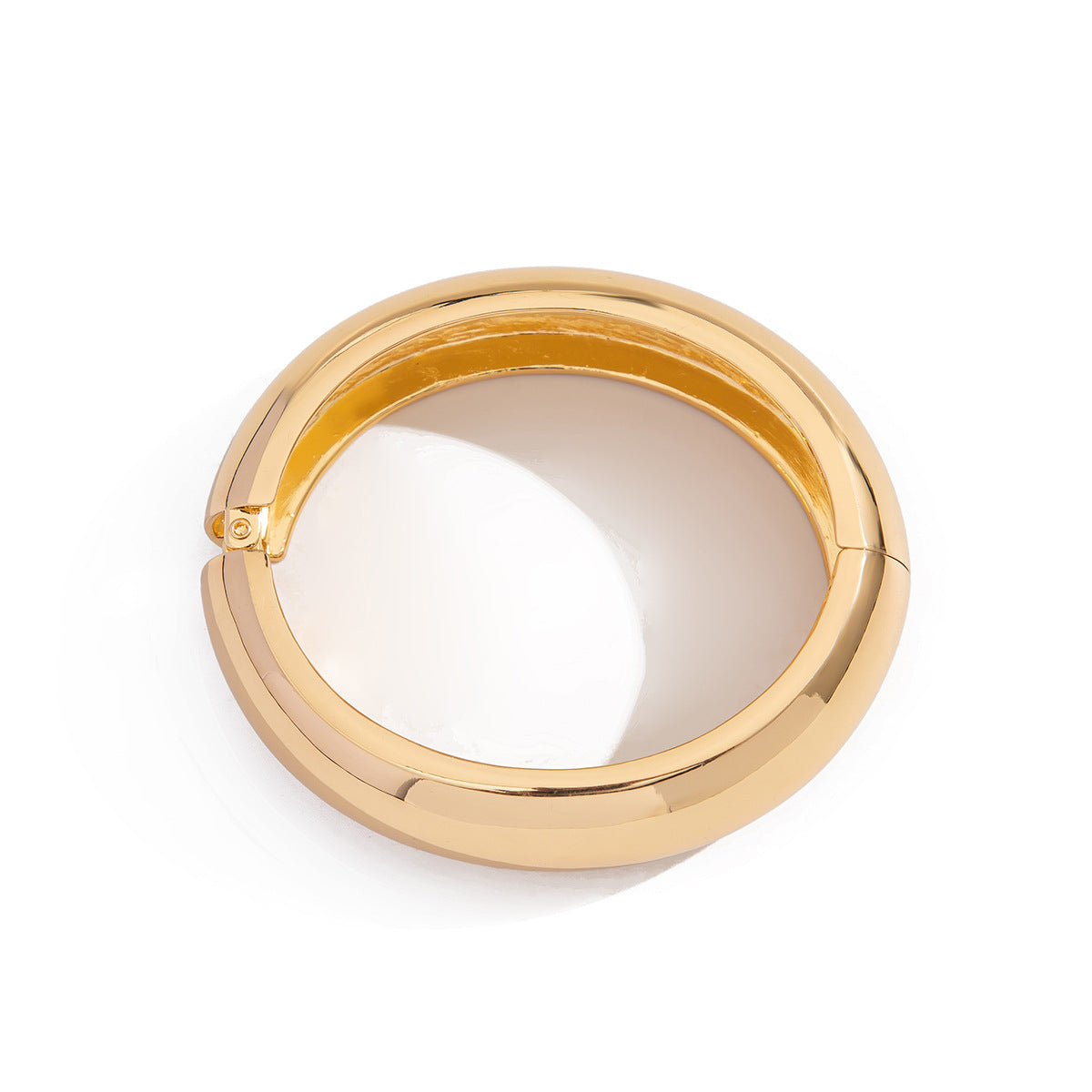 domed gold bangle bracelet with hinge clasp – ALORA