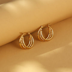Dual-layer textured hoop earrings with engraved detail – Akoma
