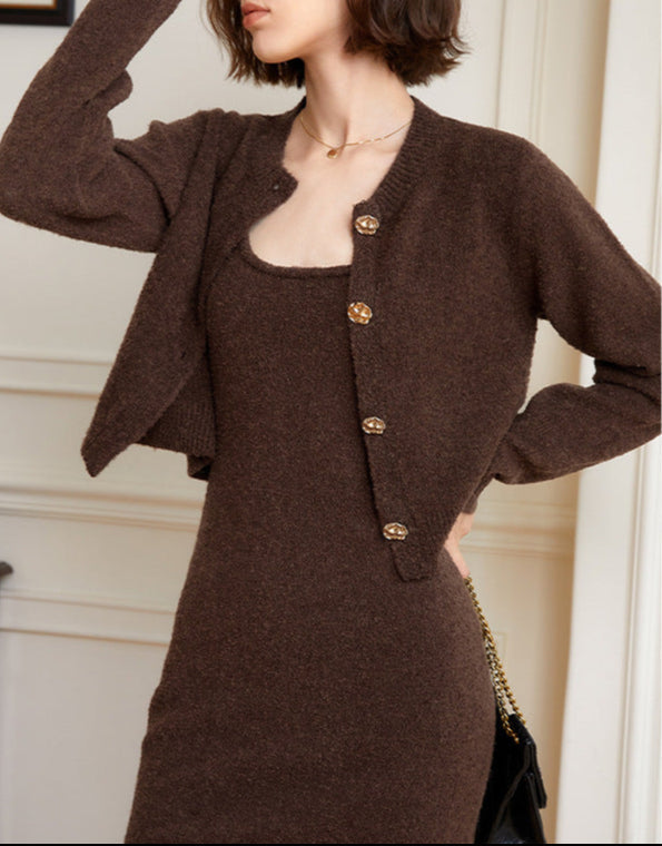 Long sleeve cropped cardigan with jewel buttons - Cubri