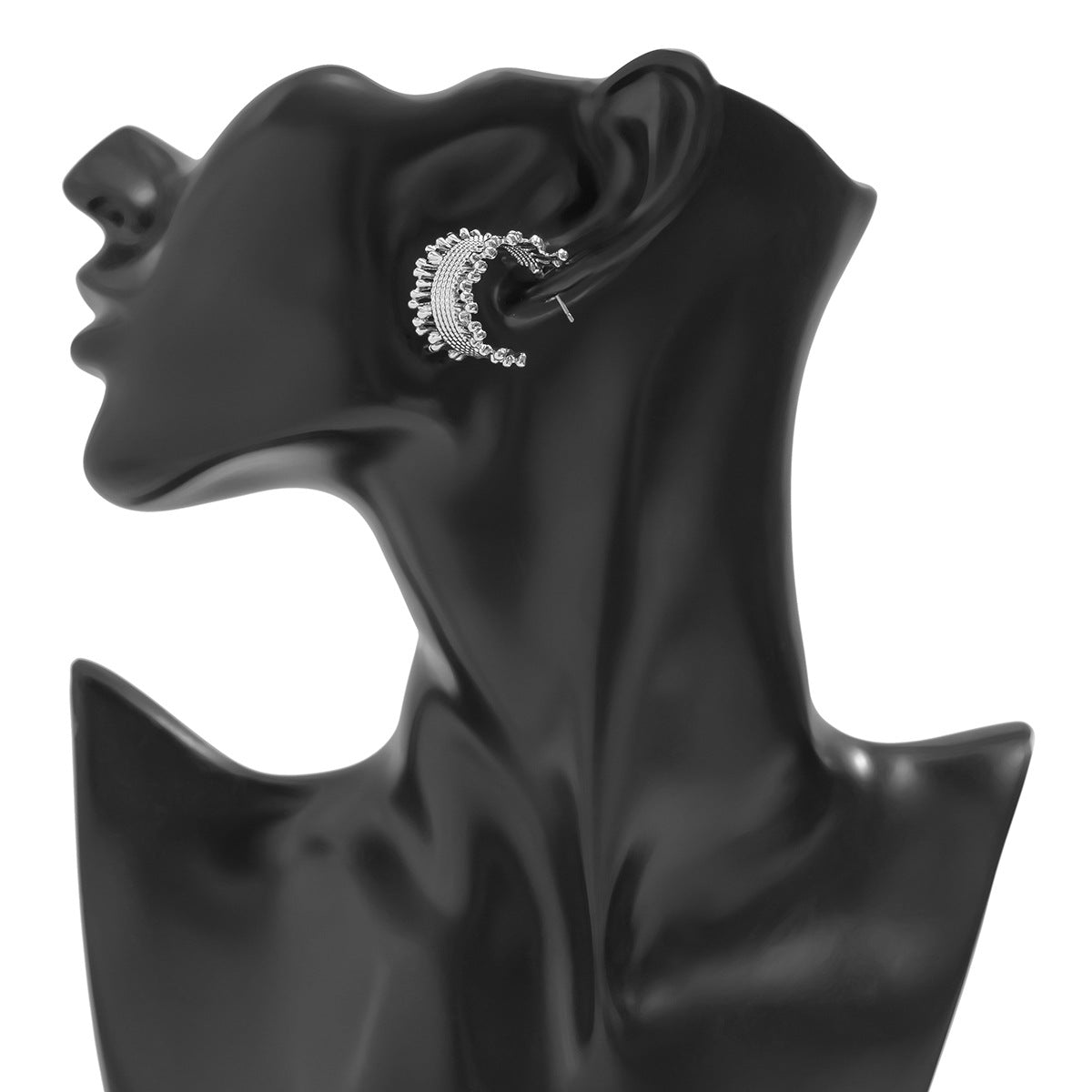 Textured woven hoop earrings with abstract tips – Nasdol