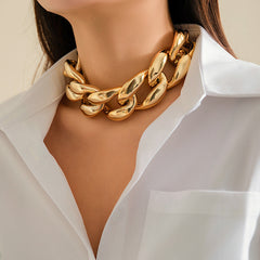 Chunky marquise-link chain necklace with polished finish - Vasder