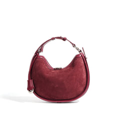 crescent suede shoulder bag with leather trim – SIENNA