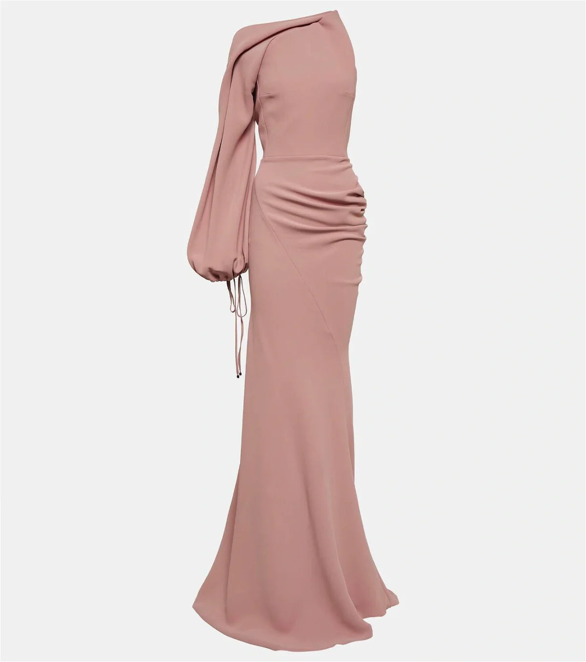 one-shoulder draped-sleeve gown – Loras
