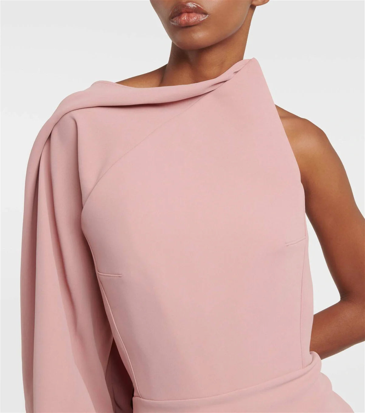 one-shoulder draped-sleeve gown – Loras