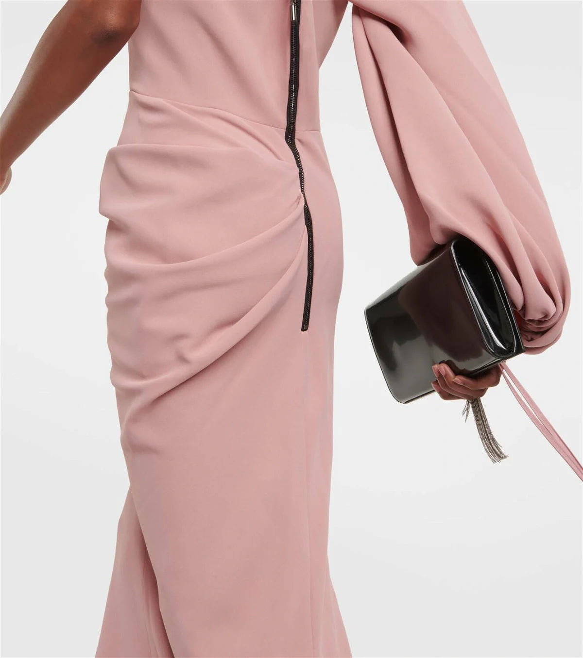 one-shoulder draped-sleeve gown – Loras